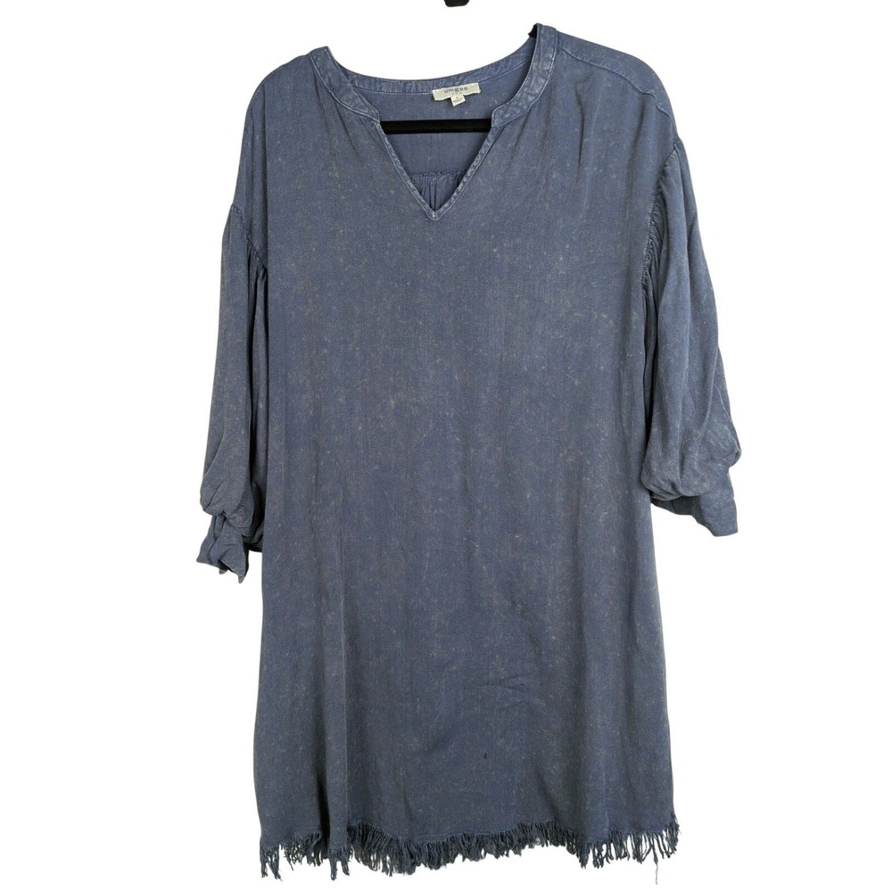 S Coastal Cowgirl Fringe Hem Tunic Mini Women Boho Shift Lagenlook Western Dress - Picture 3 of 12